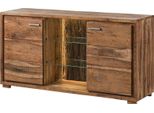 MASSIVMOEBEL24 | Credenza In Legno Di Acacia 145X40X78 Acacia Naturale Laccato Bark #100