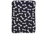 Coperta Per Cani 100X70 Cm Accogliente E Morbida Osso Nero Bianco