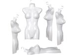 Set Di 5 Busti Femminili - Busto Da Donna In Plastica Da 70 Cm - Metà Busto In Plastica Di Colore Bianco - Busto Da Manichino - Corpo Da Donna A Mezzo Busto - Forma Di Busto - Manichino Con Gancio - 5 Pezzi Busto Decorativo