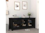 The Living Store Scarpiera Nera 110X38X45,5 Cm In Legno Di Pino Massiccio