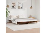 The Living Store Struttura Letto In Rovere Affumicato 200X200 Cm Materiale A Base Di Legno
