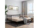The Living Store Divano Letto Allungabile In Metallo Nero 90X200 Cm