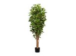 Pianta Artificiale Ficus Benjamina 150 Cm Con Fusto Naturale E Protezione Uv In Vaso Di Plastica