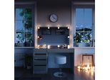 Vicco Tavolo Da Toeletta Sherry, 120 Cm Con Illuminazione A Led E Sgabello, Grigio