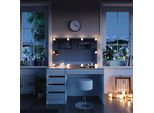 Vicco Tavolino Da Toilette Sherry, 120 Cm Con Illuminazione A Led E Sgabello, Bianco/Oro