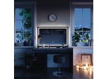 Vicco Tavolino Da Toilette Sherry, 120 Cm Con Specchio Led E Sgabello, Nero