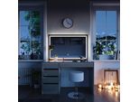 Vicco Tavolo Da Toeletta Sherry, 120 Cm Con Specchio Led E Sgabello, Grigio