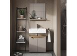 Vicco Specchio Contenitore Bagno Marelle, 60 X 67 Cm Con Ripiano, Grigio/Rovere Artigianale
