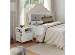 Vicco Comodino Camera Da Letto Bora, 90 X 40 Cm Con 2 Cassetti, Bianco