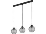 Lampada Da Soffitto 100 Cm Nera Con 3 Paralumi In Vetro Colorato