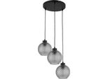Lampada A Soffitto A Sospensione 110Cm Nero Con 3 Paralumi In Vetro Grafite