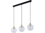 Lampada Da Soffitto 100 Cm Nera Con 3 Paralumi In Vetro Scanalato