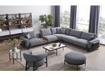 Luxury Grey Living Room Suite Corner Sofa L-Shaped Couch Upholstered Armchair 3Pcs