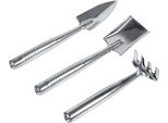 3X Pala, Vanga, Rastrello, Mini Pianta Da Giardino, Strumento Per Bambini, Giocattolo Da Giardino (Manico In Acciaio Inox)