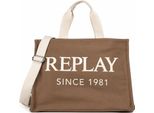 Replay Borsa A Tracolla Borsa Shopper Shoulder Bag Canvas-Brown Marrone