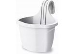 Cassetta Da Balcone Ovale In Plastica Bianca 23X18 Cm, Resistente Alle Intemperie, Con Maniglie, Design Moderno