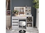 Vicco Tavolo Da Toeletta Sherry, 128.2 Cm 4 Parti, Bianco/Bianco Lucido