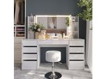 Vicco Tavolo Da Toeletta Sherry, 158.2 Cm 5 Parti, Bianco/Bianco Lucido