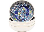 Set Di 4 Piatti Fondi Jatte Blue Fish - D 20 Cm