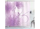 Abakuhaus Tenda Da Doccia Viola, Illustrazione Vettoriale Astratta Di Uno Sfondo Floreale Con Farfalla, 175 X 200 Cm, Viola E Bianco