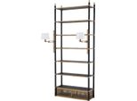 Casa Padrino Scaffale Con 2 Luci Orientabili Ottone Vintage / Nero 105 X 44 X H. 250 Cm - Libreria - Mobile Da Soggiorno - Mobile Da Ufficio - Mobili