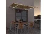 The Living Store Tenda Da Sole Manuale A Scomparsa Con Led 400X350 Cm Giallo E Bianco