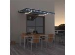 The Living Store Tenda Da Sole Manuale A Scomparsa Con Led 350X250 Cm Blu E Bianco