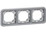 Legrand Plexo55 Telaio Di Copertura Modulare A Prova Di Umidità A 3 Ingressi Orizzontale A Prova Di Umidità Per Montaggio In Superficie Grigio 069687