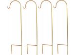 Ganci Da Giardino Dorati 4 Pezzi Ganci Da Giardino 90 Cm In Metallo, Asta Da Giardino Con Gancio, Supporto Per Decorazioni Nuziali, Mangiatoie Per Uccelli, Luci Natalizie, Lanterne, Luci Solari E Palline Da Fiori