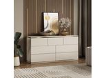 Vicco Cassettiera Per Camera Da Letto Linette, 139.8 X 70 Cm Con 7 Cassetti, Cachemire/Oro