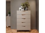 Vicco Cassettiera Per Camera Da Letto Marelle, 76 X 120 Cm Con 5 Cassetti, Greige/Rovere Artigianale