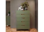 Vicco Cassettiera Per Camera Da Letto Marelle, 76 X 120 Cm Con 5 Cassetti, Verde/Artigianale