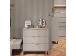 Vicco Cassettiera Per Camera Da Letto Marelle, 80 X 81.2 Cm Con 3 Cassetti, Greige/Rovere Artigianale/Artigiano
