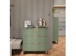 Vicco Cassettiera Per Camera Da Letto Marelle, 80 X 81.2 Cm Con 3 Cassetti, Verde/Artigianale/Artigiano
