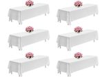 Vevor 6 X Tovaglia Da Tavola 2286X3353 Mm, Protezione Per Tovaglia Riutilizzabile, Tovaglia Lavabile In Lavatrice In Tessuto Di Poliestere Per Feste Matrimoni Banchetti Eventi Formali, Bianco
