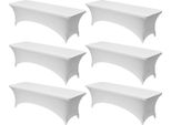 Vevor 6 X Tovaglie Da Tavola In Spandex Elasticizzato (Rettangolari) Adatte A Tavoli Da 244 Cm, Protezione Antipiega Lavabile, Tovaglia Per Feste Matrimoni Banchetti Festival, Bianco