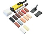 Pokar Kit Di Riparazione Parquet Laminato Kit Di Riparazione Stucco Per Legno 17 Pezzi Fonditore Di Cera, Pialla E Spugna Per Levigare Le Superfici In Legno