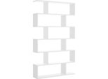 Dmora Libreria As 25X80X190H Cm Bianco Bianco Lucido, 5 Ripiani Portata Ripiani 4
