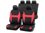 Walser Coprisedile Auto Caledon Set Completo, Coprisedile Auto Universale 4 Pezzi, Coprisedile Auto, 2 Coprisedili Anteriori, 1 Coprisedile Posteriore Nero-Rosso
