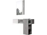 Dmora Mobile Da Ingresso Daba 31.2X100X75H Cm Grigio Cemento, Specchio Incluso Appendiabiti