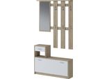 Dmora Mobile Da Ingresso Garolfo 25.5X100X190H Cm Bianco, Specchio Incluso 8 Paia
