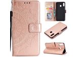 Huawei Y6P Custodia Del Telefono Cellulare Custodia Flip Cover Borsa Custodia Mandala Rosegold