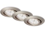 Lampada Da Incasso A Led, Set Da 3, Orientabile IP23 Ø8,2 Cm 3 W Nichel Opaco Metallo Briloner
