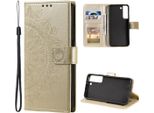 Custodia Per Samsung Galaxy S22 5G Custodia Del Telefono Cellulare Flip Case Cover Borsa Mandala Gold