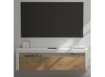 Doporro Mobile Porta Tv Sospeso 160 Cm Marrone Chiaro, Mensola Tv Da Parete Con Vano A Giorno E Ante A Ribalta Per Soggiorno Salotto, Design Salvaspazio Fernsehschrank01
