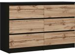 Cassettiera Con 6 Cassetti, Colore: Nero & Rovere Wotan, A: 120 X 79 X 39 Cm