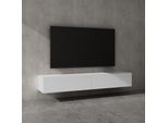 Doporro Mobile Porta Tv Sospeso 200 Cm Con 2 Ante Bianco Opaco, Credenza Bassa Da Soggiorno Salotto, Madia Consolle Per Tv Fernsehschrank02