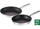 Tefal Duetto - Set 2 Padelle 24/28 Cm, Induzione, Rivestimento Esterno In Acciaio Inox, Rivestimento Antiaderente - G732S255