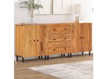 Vidaxl Armadi Laterali 3 Pezzi 60X33X75 Cm In Legno Massiccio Di Acacia