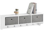 Sobuy Appendiabiti Da Parete Appendiabiti Con Ganci Per Cappotti Bianco-Grigio 100X20X30Cm